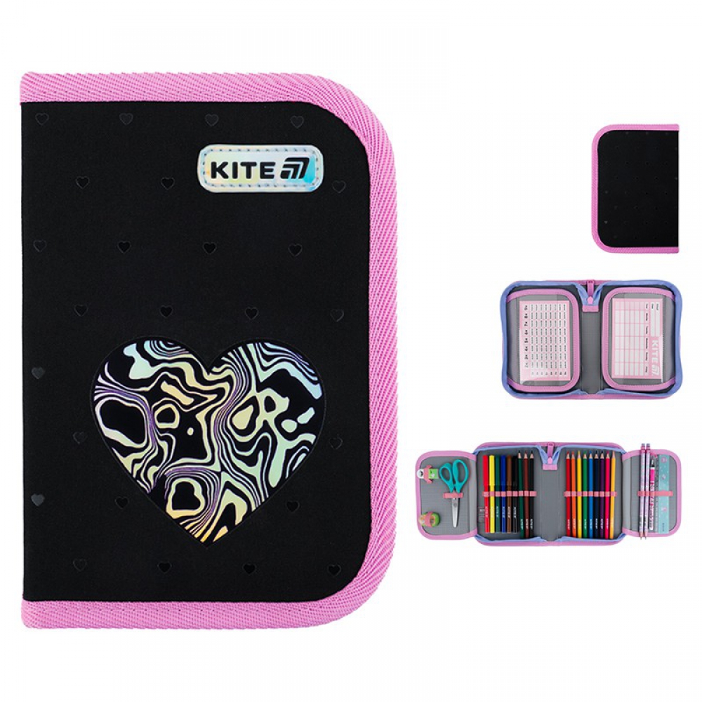 Пенал Kite 1 від., 2 відв., з наповненням 622H Love is