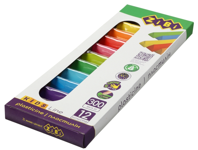Пластилін 12 кольорів, 300 г, KIDS Line ZB.6227
