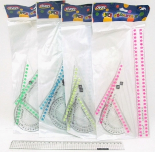 4772 Набір прозор.: 2 кутника+трансп.+ лінійка 30см 