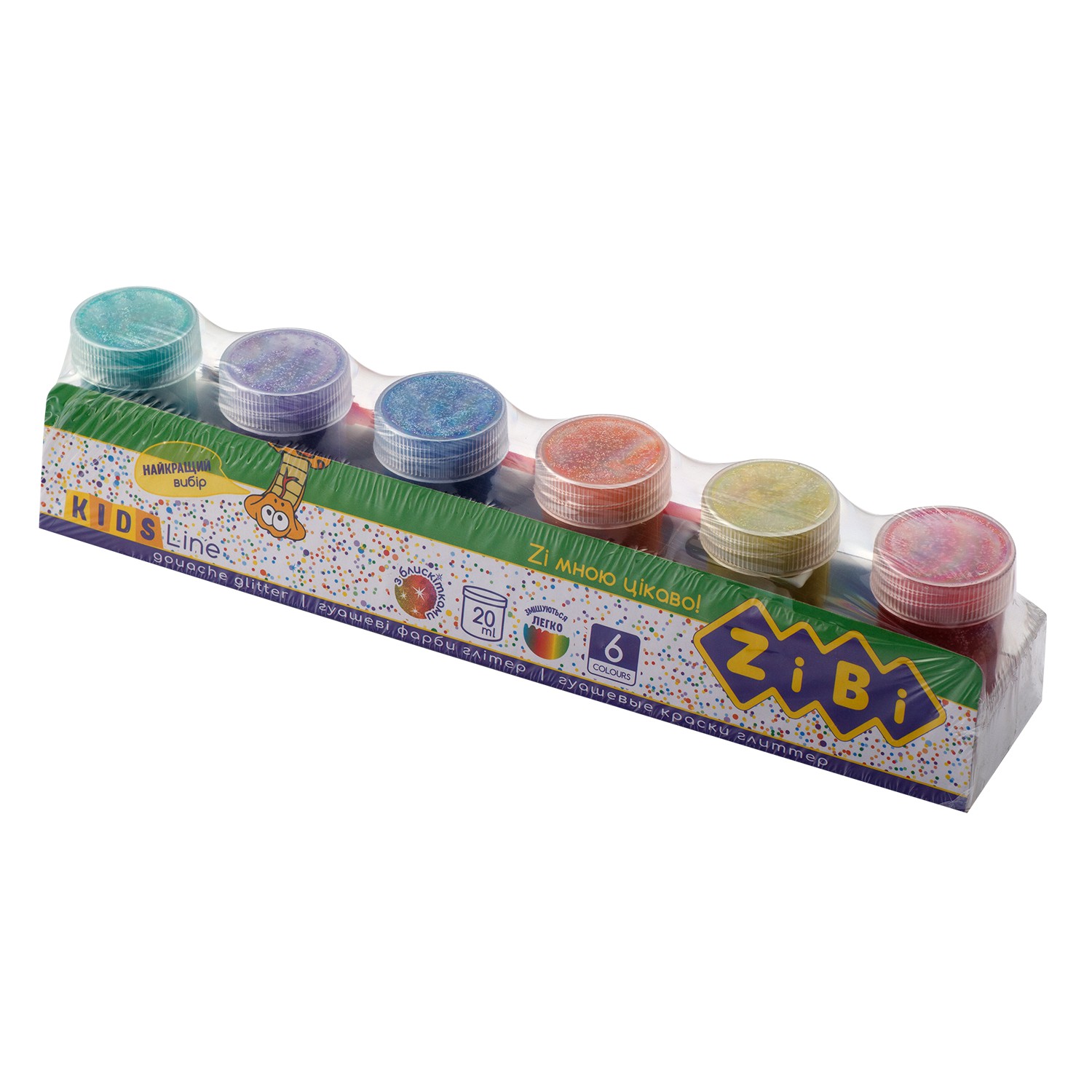 Гуашь 6 кол. х 20мл, GLITTER