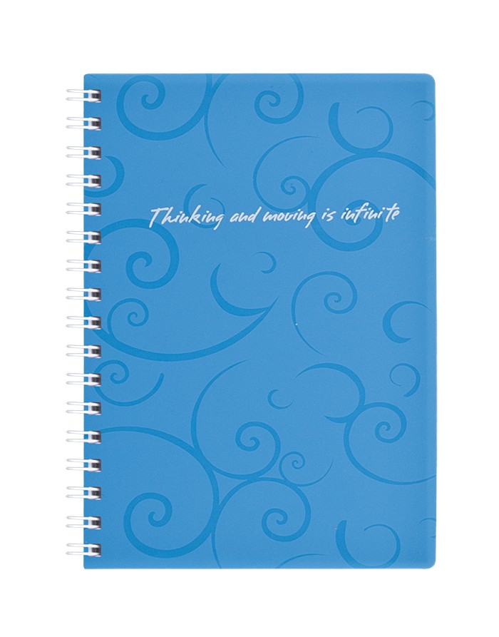 /Книжка для записів на пружині Barocco А6, 80 арк, кл., блакитний, пласт.обкл.