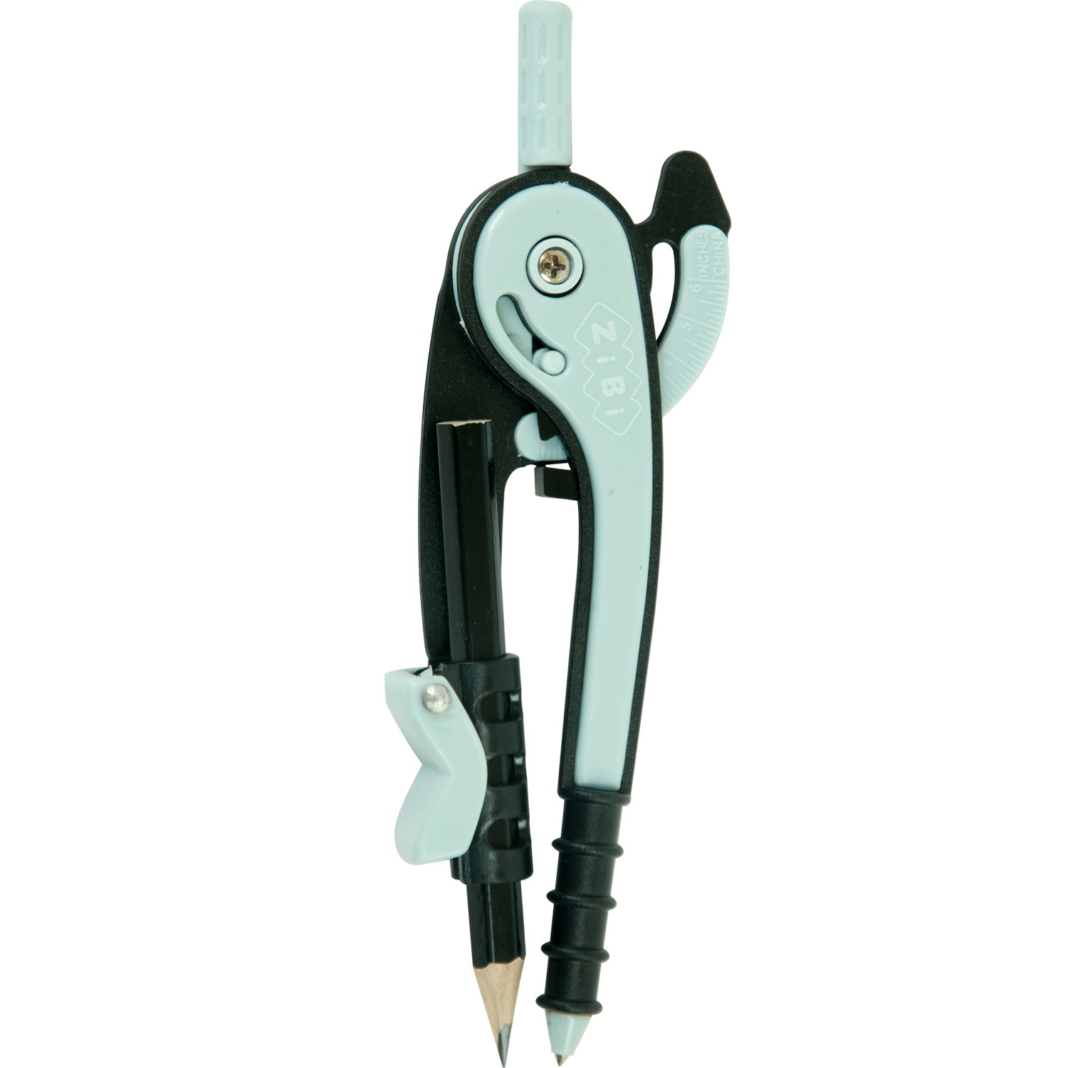 Циркуль пластиковий зі шкалою в блістері, чорно-сірий