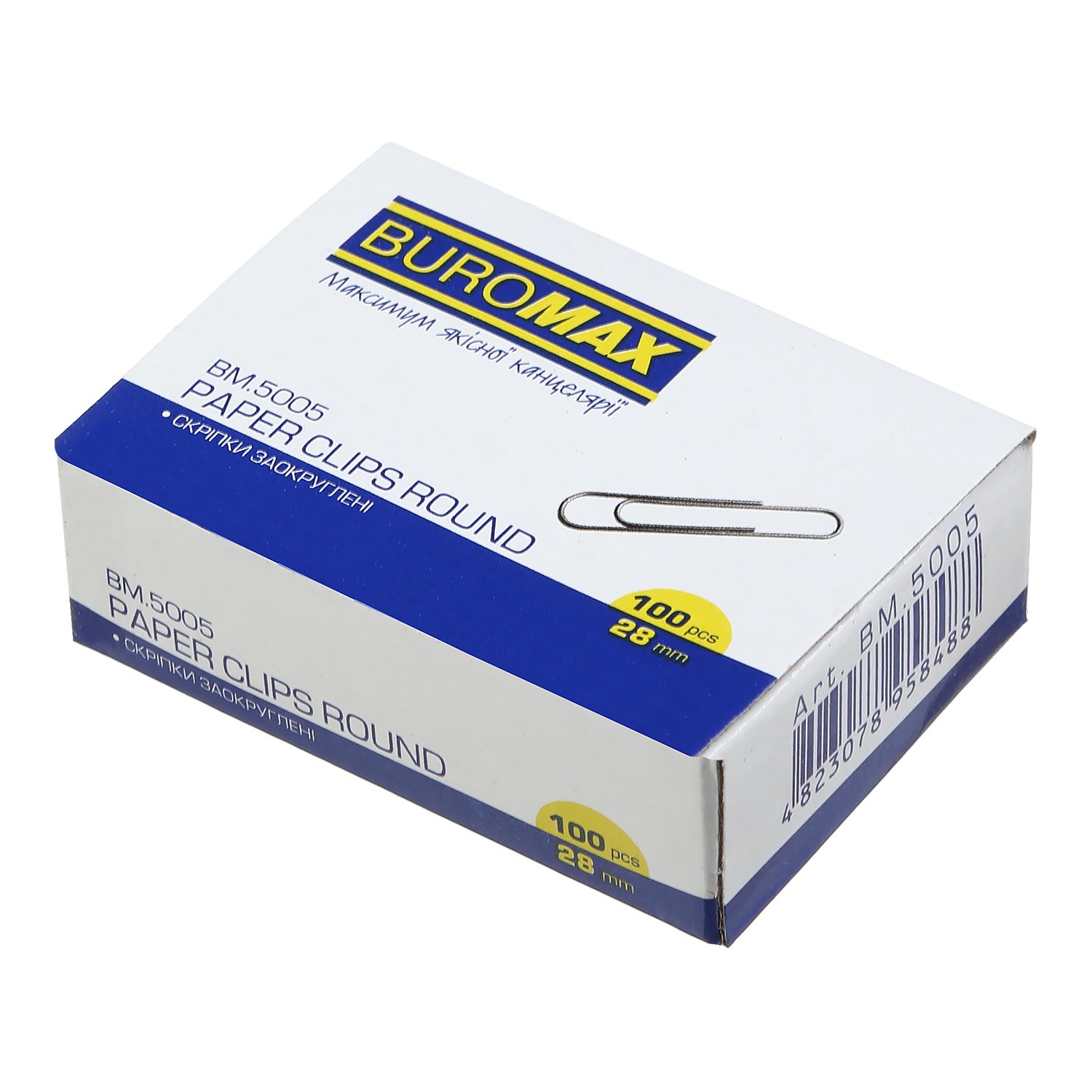 Скріпки нікельовані 28 мм, 100 шт.,круглі