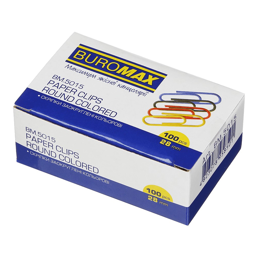 Скрiпки кольорові 28мм, 100 шт., круглі