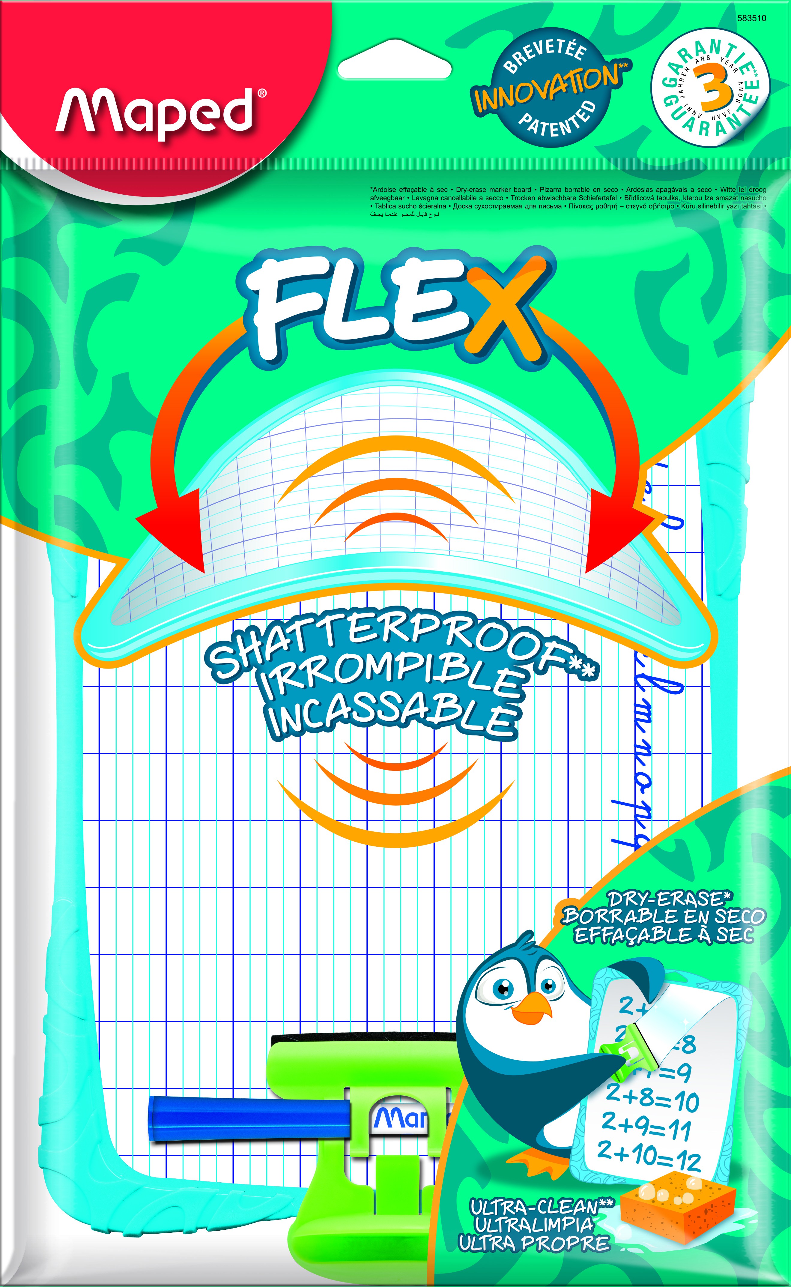 Дошка для малювання Shatterproof з комплектом, двостороння, блістер