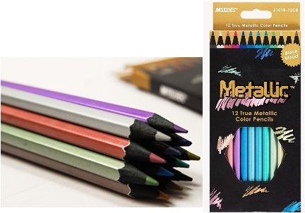 Олівці 12 кольорів шестигранні з металевим блиском, Metallic, Marco, 5101В-12СВ