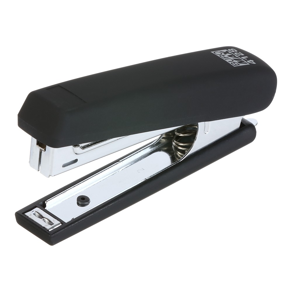 Степлер пластиковий RUBBER TOUCH до 12арк. (скоби №10), чорний