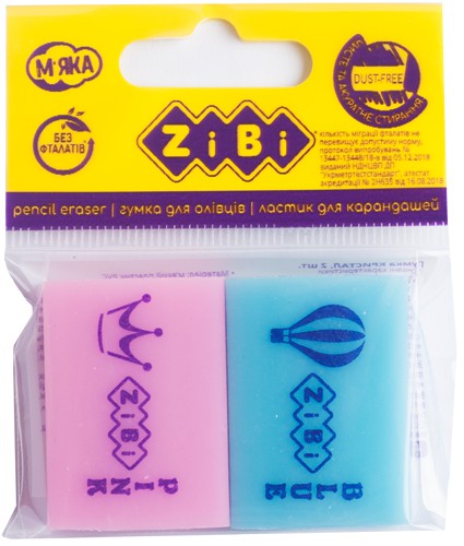 Гумка КРИСТАЛ 32х23х7.5 mm,  2 шт. в блістері