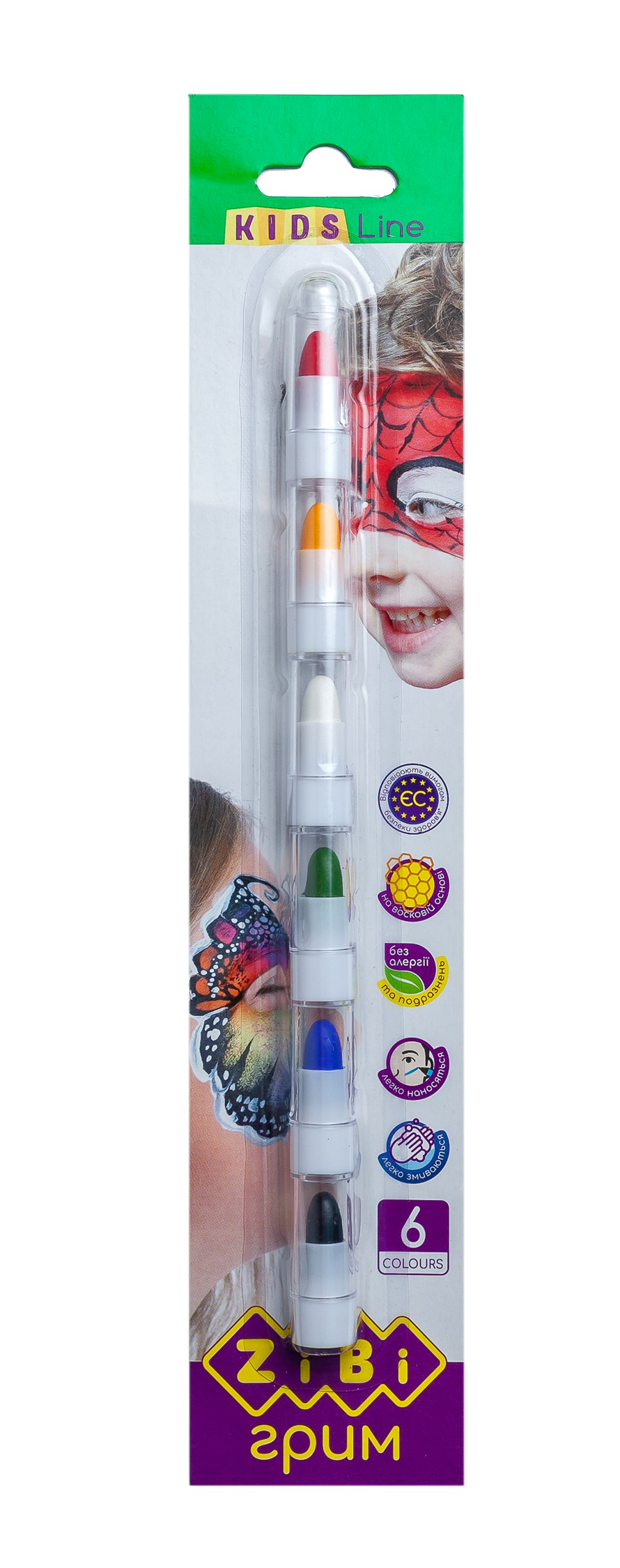 Олівці для гриму обличчя та тіла ПОЗИТИВ, 6 кольорів стандарт