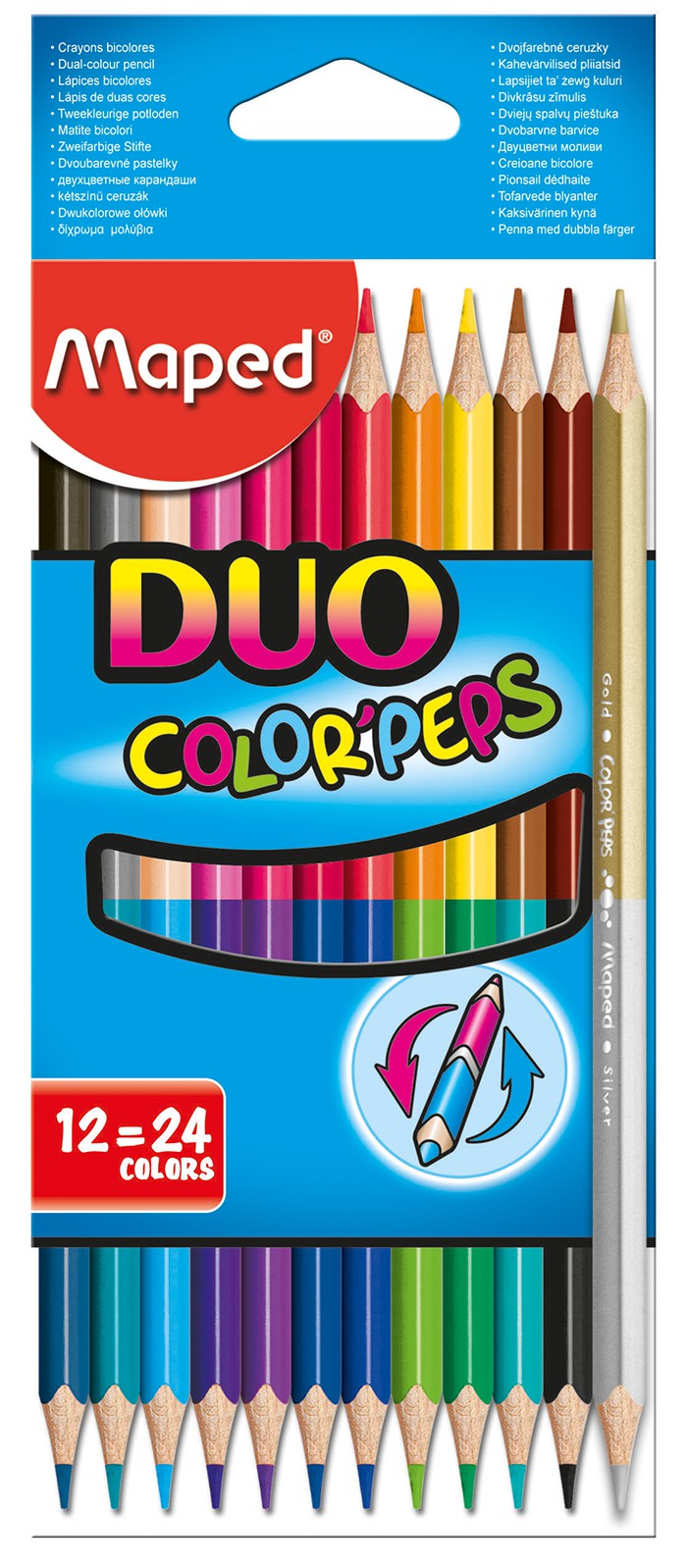Олівці кольорові COLOR PEPS Duo, двосторонні 12шт./24 кол.