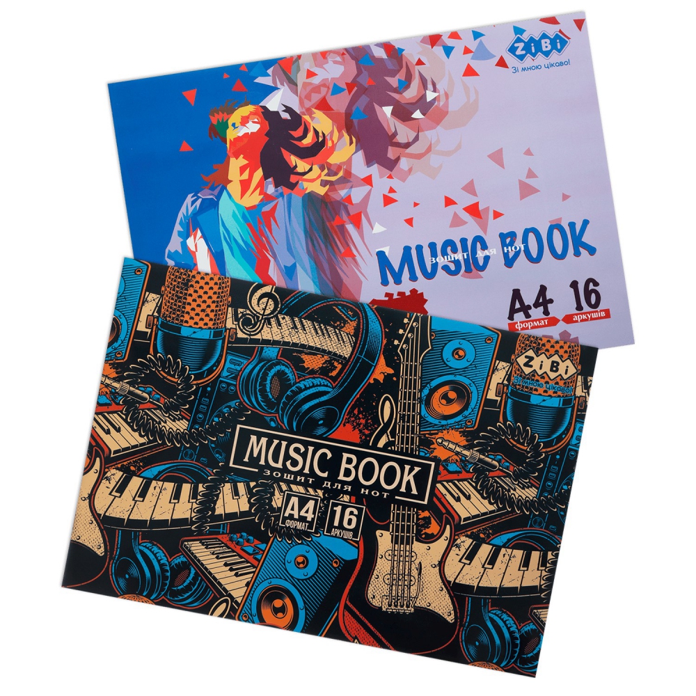/Зошит для нот А4, 16 аркушів, на скобі, горизонтальний, KIDS Line