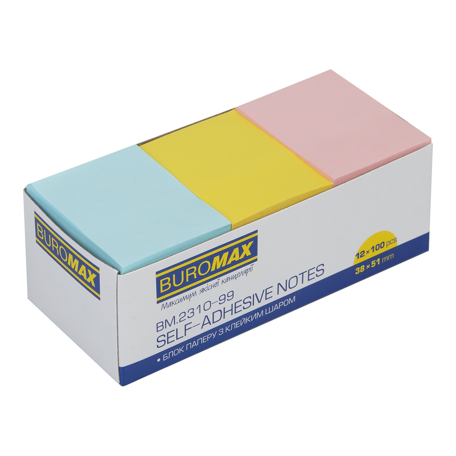 Блок для нотаток 38х51мм, 100арк., асорті