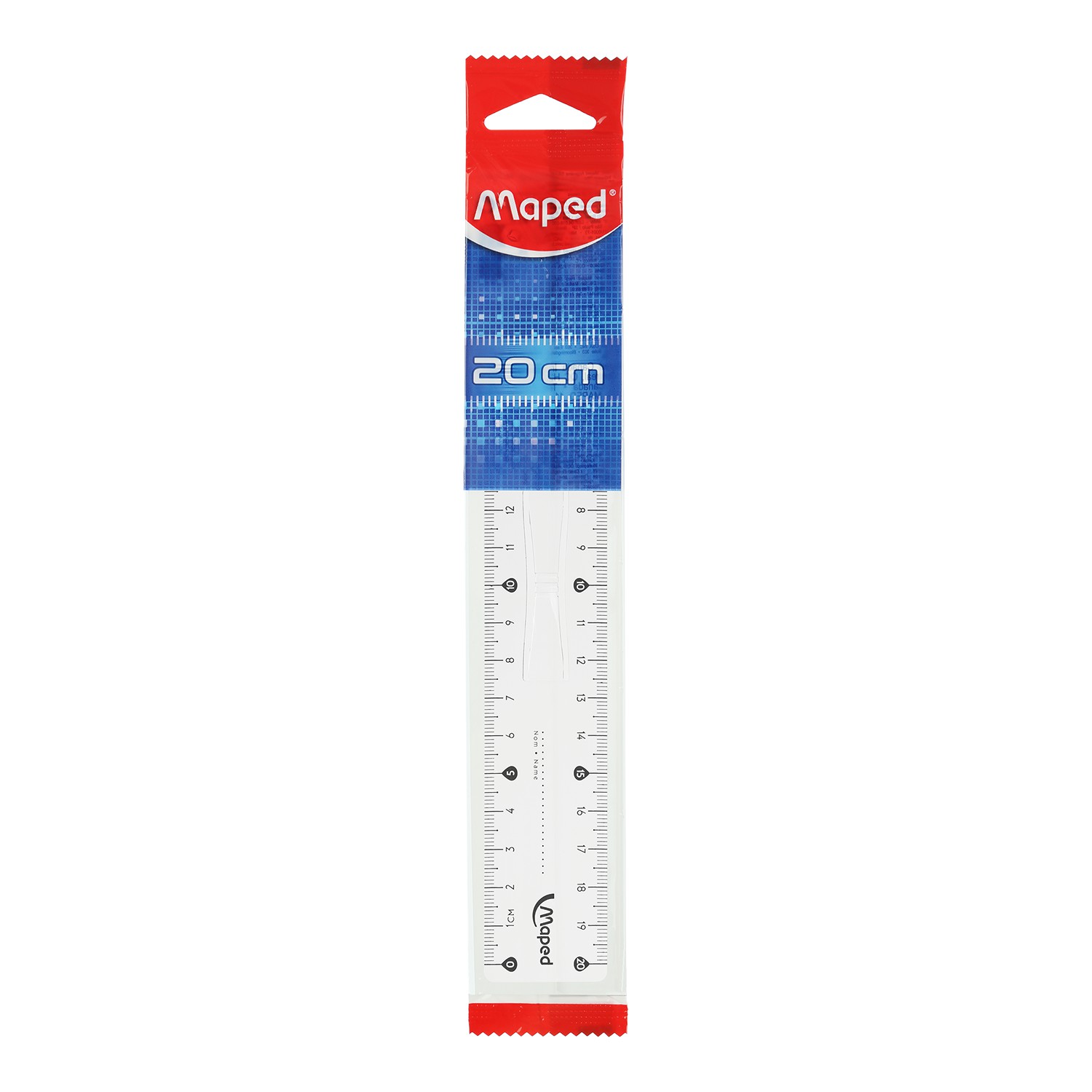 Лінійка ESSENTIALS, 20см пластикова, двостороння шкала, з тримачем, дисплей