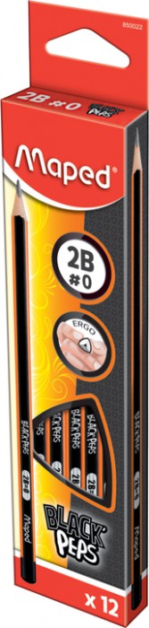 Олівець графітовий BLACK PEPS 2B, без гумки, коробка з підвісом