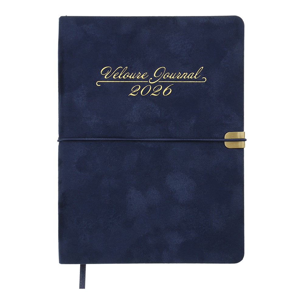 Щоденник датов. 2026 VELOUR, A5, синій, штуч. шкіра