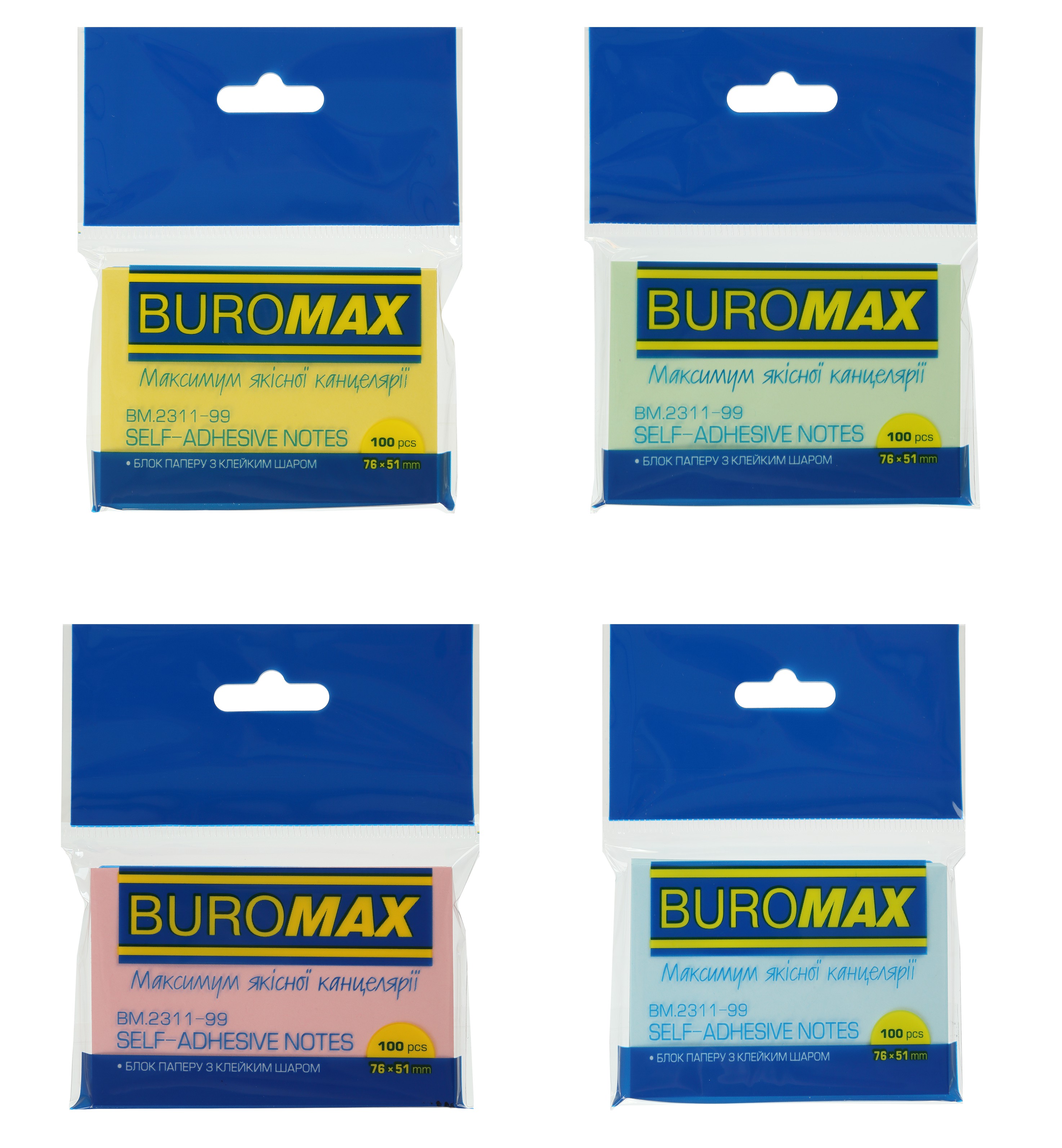 Блок для нотаток 51х76мм, 100арк., асорті