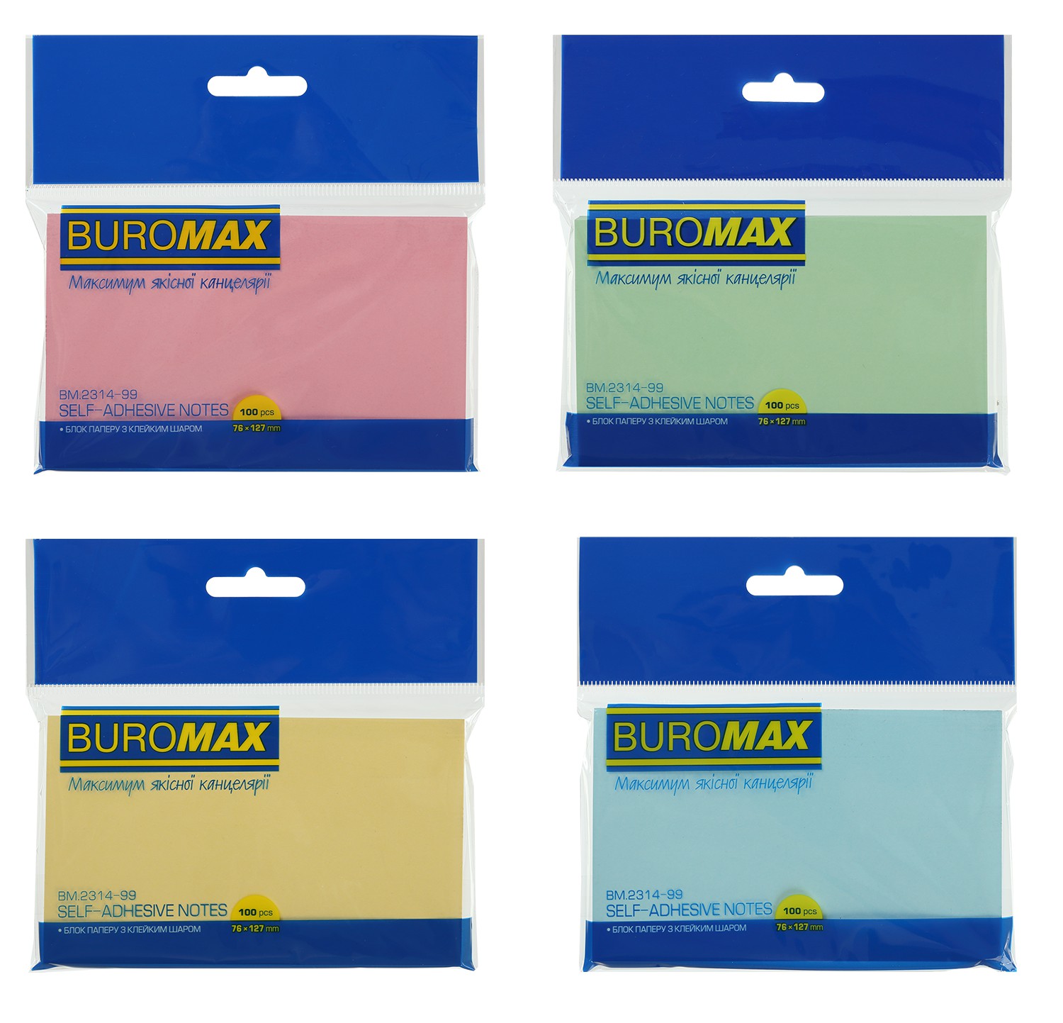 Блок для нотаток 76х127мм, 100арк., асорті