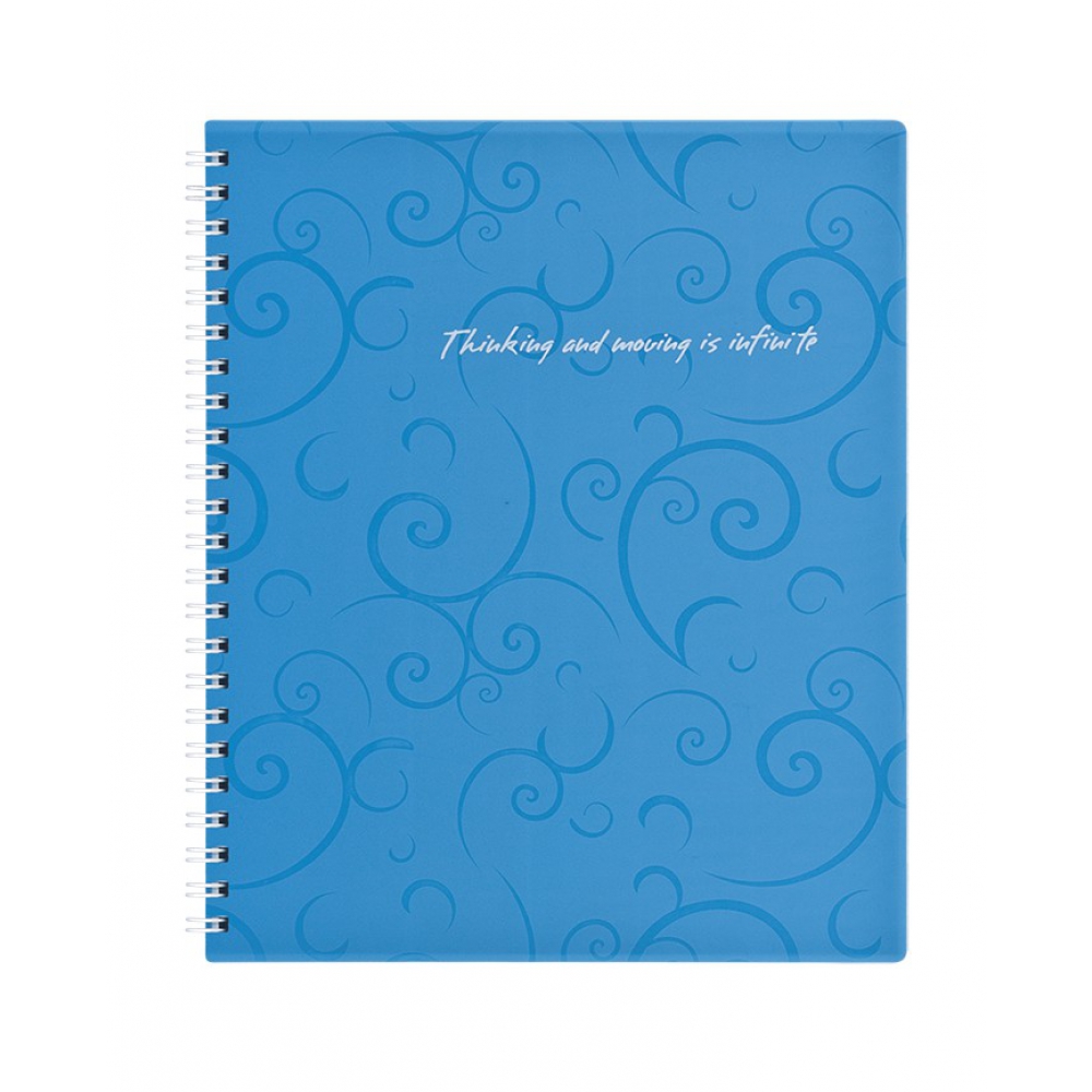 /Зошит на пруж. Barocco В5, 80 арк, кл., блакитний, пласт.обкл.