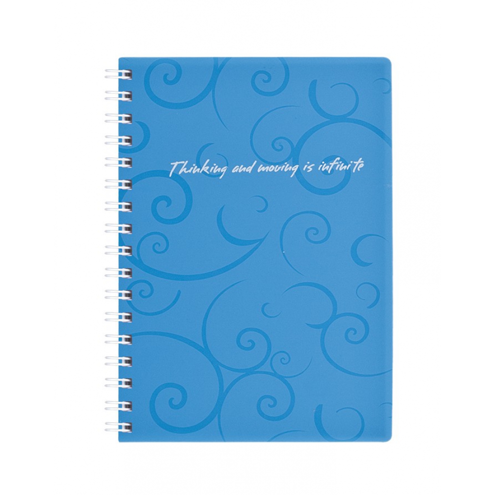 /Книжка для записів на пружині Barocco А6, 80 арк, кл., блакитний, пласт.обкл.