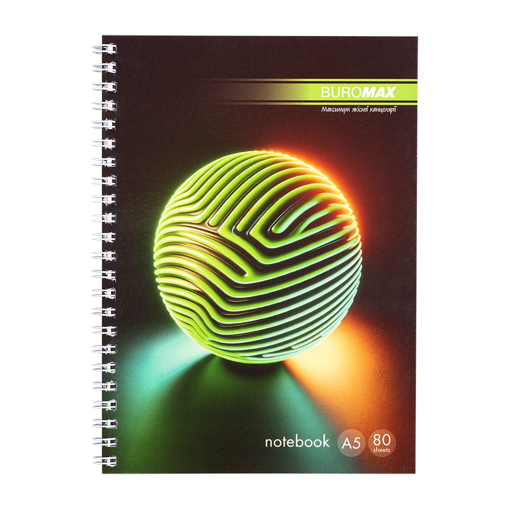 /Зошит на пружині SPHERE А-5, 80арк., клітинка, картонна обкладинка, бірюзовий