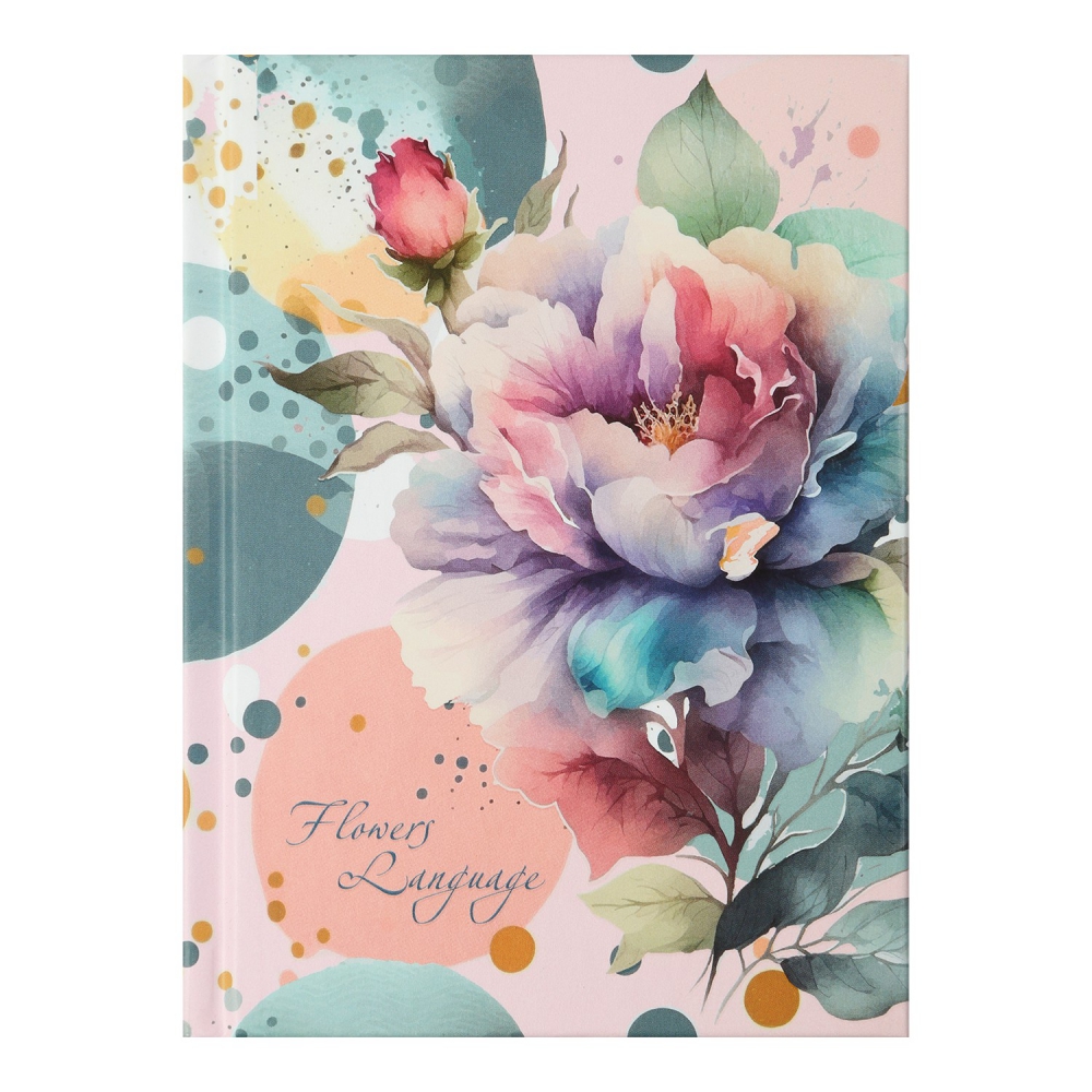 /Блокнот FLOWERS LANGUAGE, А-6, 64л., кл., тв. обкл., мат. лам.+лак, рожева