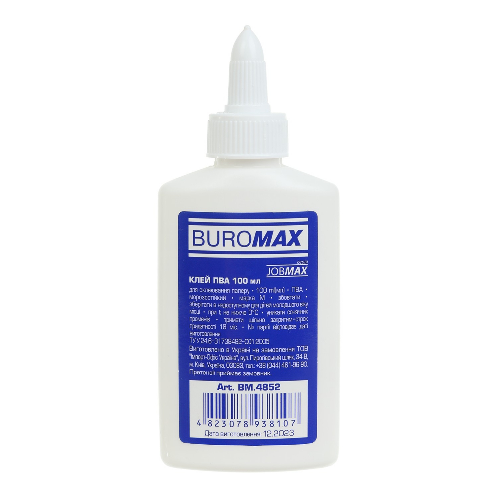 /Клей ПВА 100 мл, JOBMAX , ковпачок-дозатор,