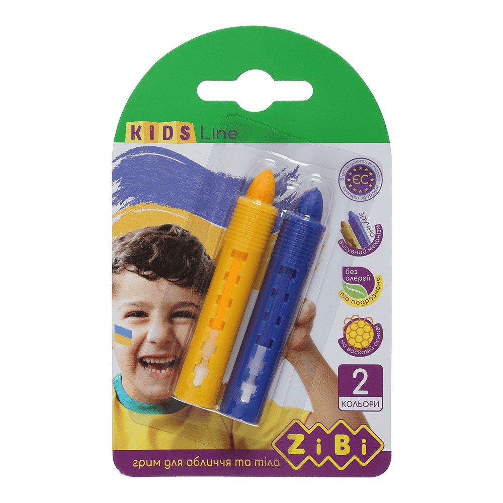 Олівці для гриму обличчя та тіла ПАТРІОТ з висувним механізмом, 2 кольори (жовтий, блакитний), 10 г