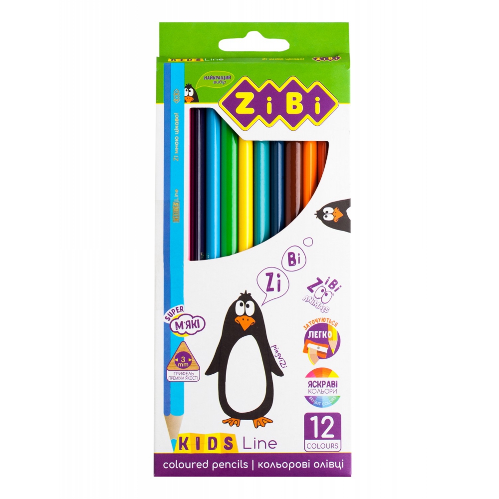 Олівці кольорові, 12 кольорів, KIDS LINE