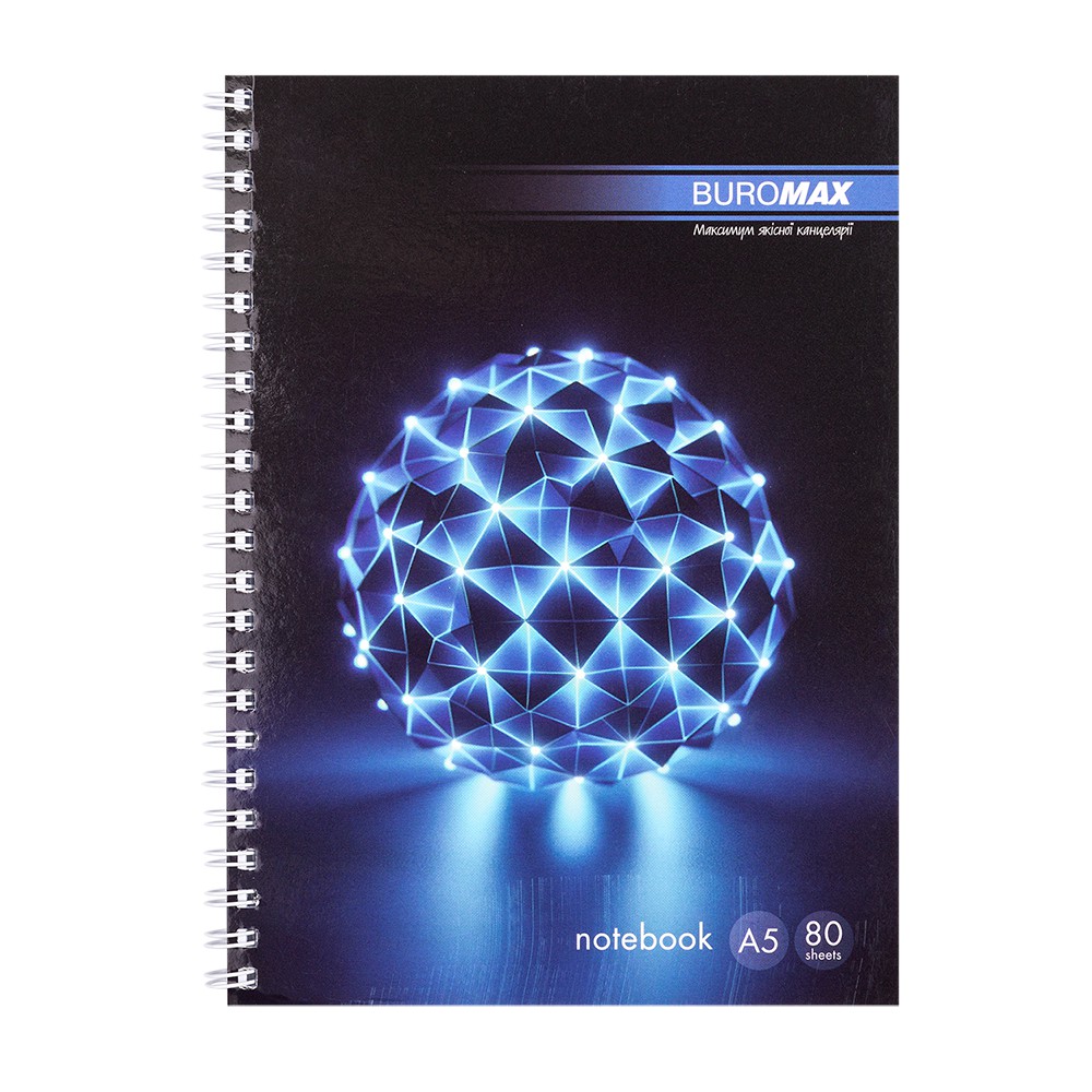 /Зошит на пружині SPHERE А-5, 80арк., клітинка, картонна обкладинка, синій