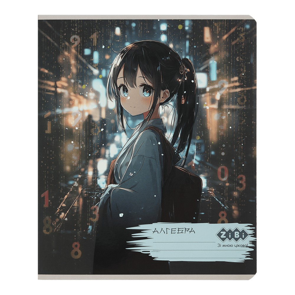 /Зошит учнівський загальний ANIME, 48арк., клітинка, алгебра,  конгрев. тисн. + УФ лак, KIDS LINE
