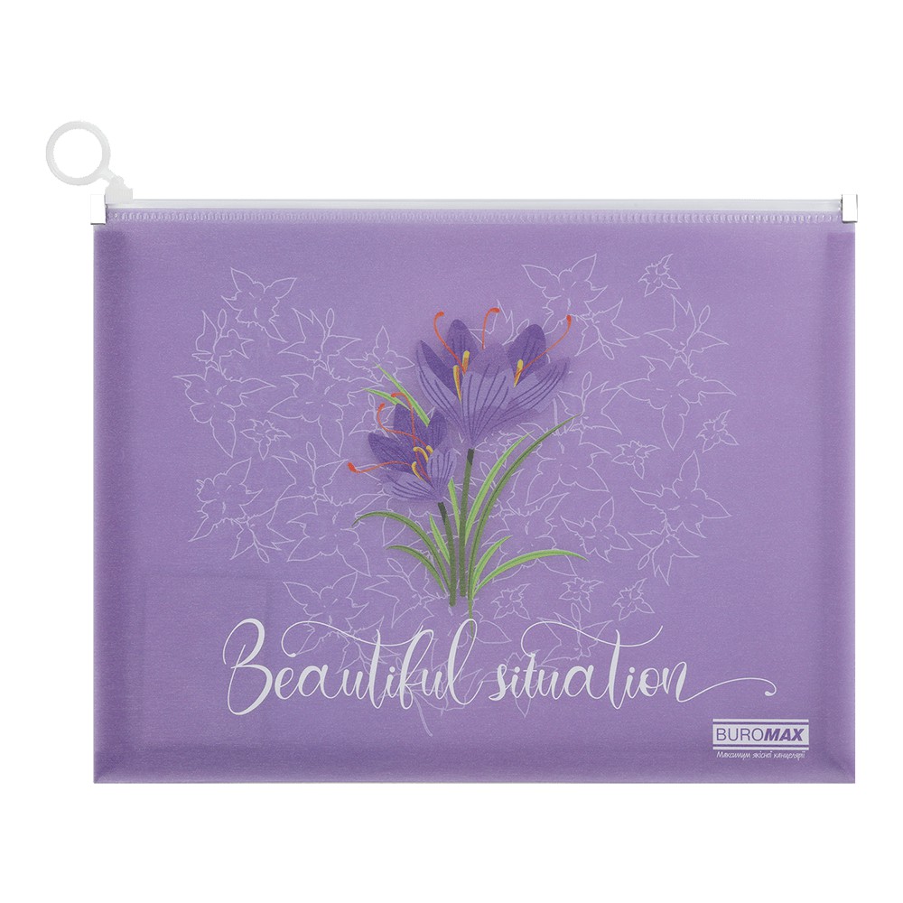 Папка-конверт А4 на zip-блискавці, CROCUS ARABESKI, напівпрозора, фіолетова