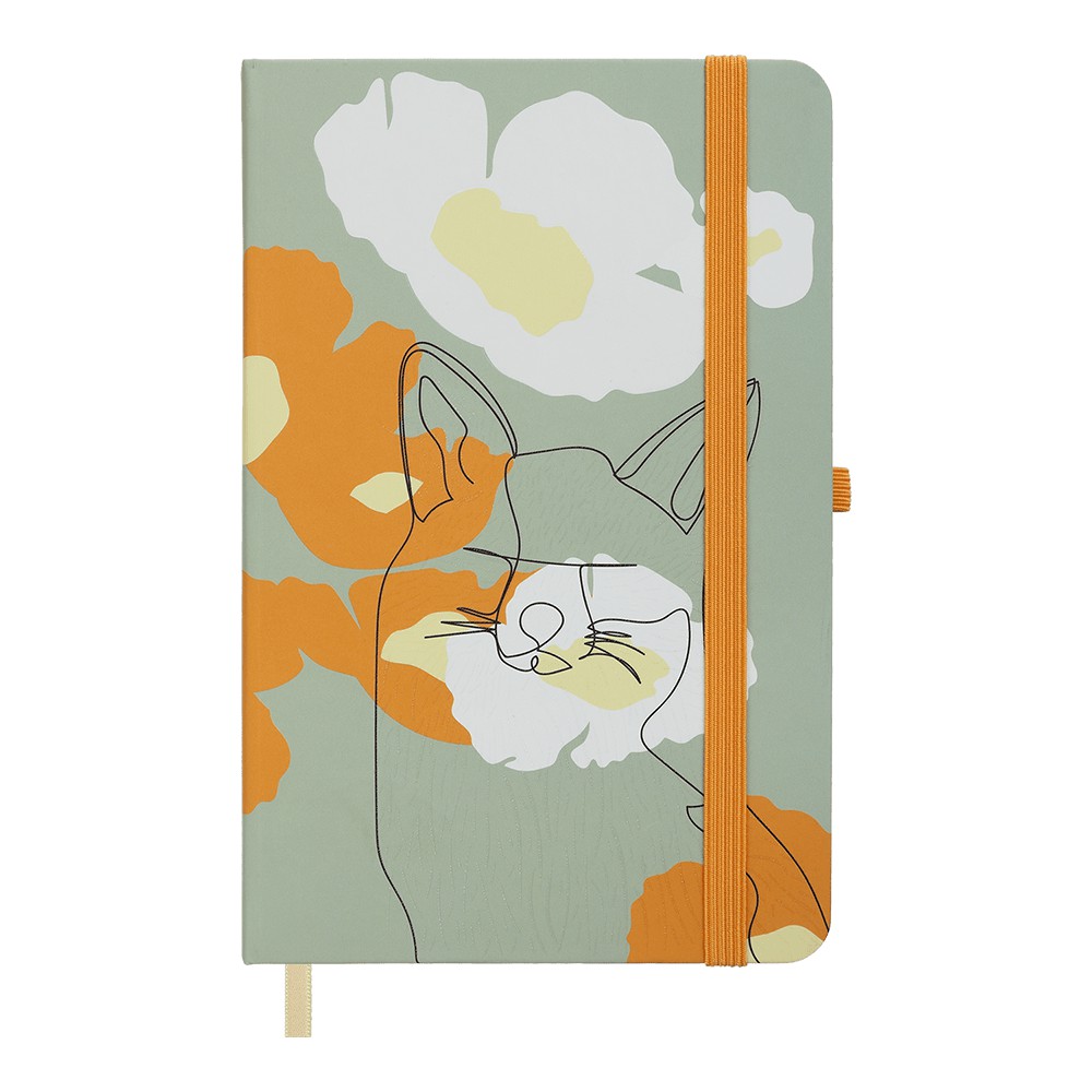 /Книжка записна NATURE, на гумці, 136х207мм, 96 арк., кліт., офсет крем., тв.лам.обкл., оливкова