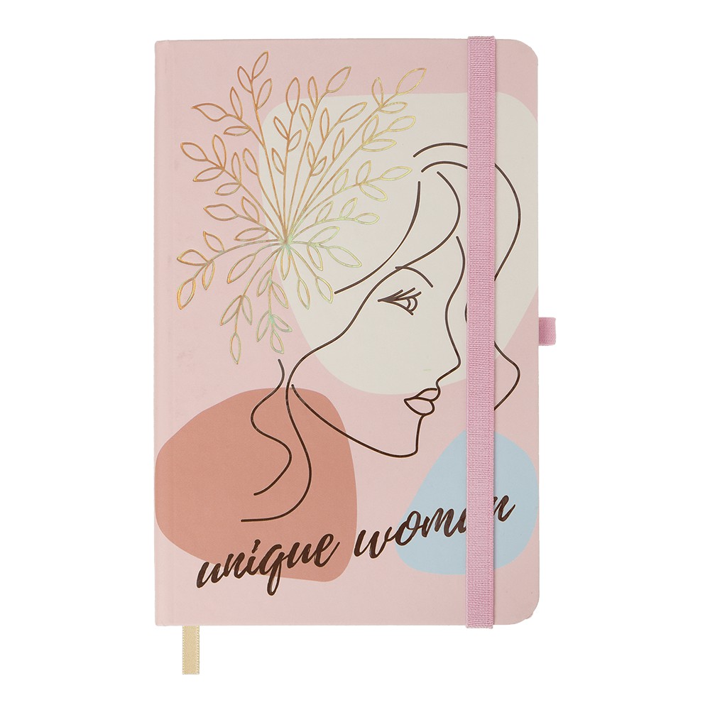 /Книжка записна LADY, на гумці, 136х207мм, 96 арк., кліт., офсет крем., тв.лам.обкл., пудрова