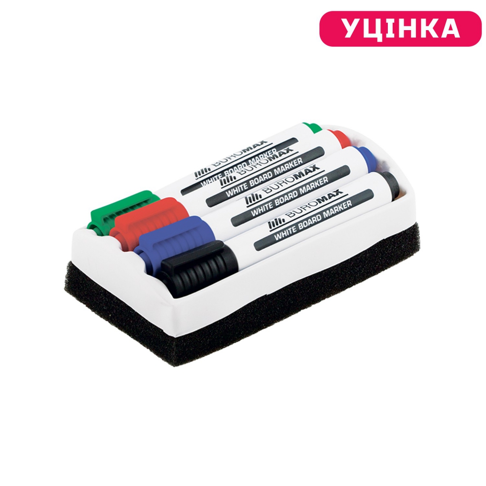 /Комплект з 4 маркерів (BM.8800) і губки для магнітних дошок