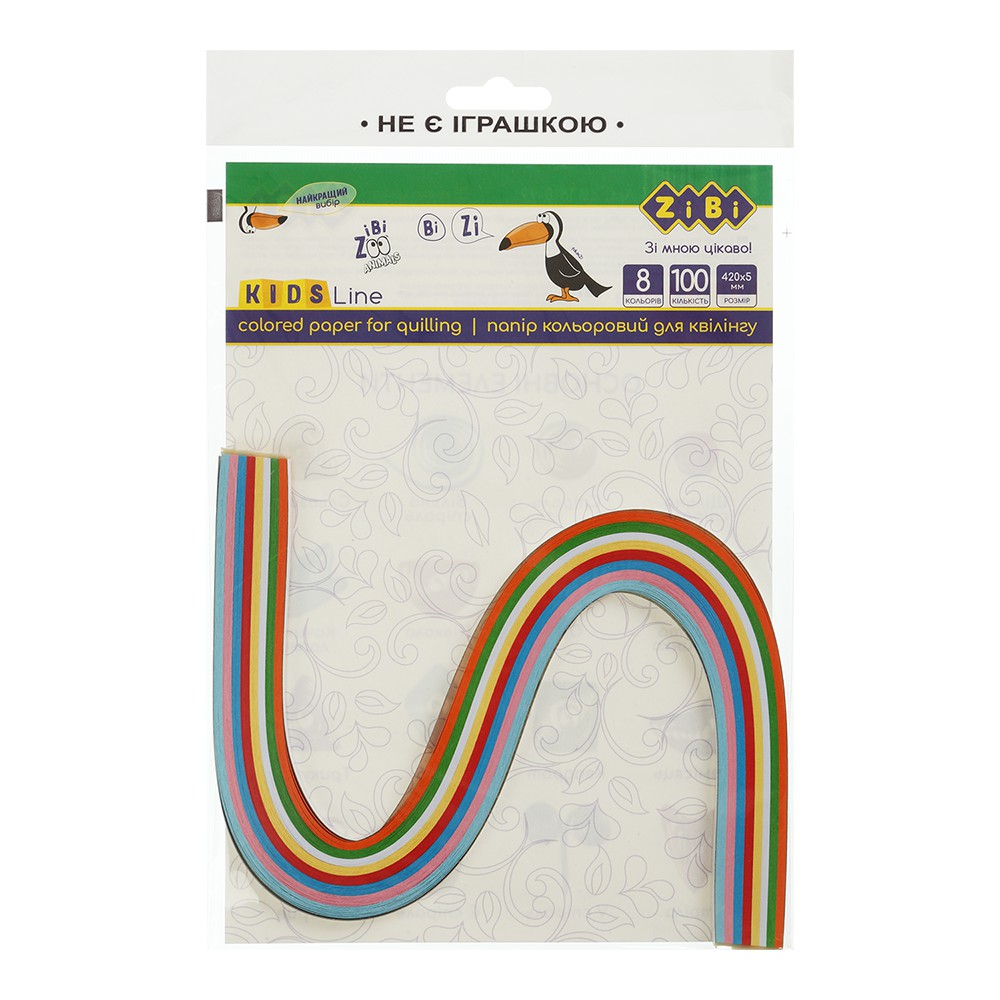 /Папір кольоровий для квілінгу, 160г/м2, 420х5 мм, 100 шт KIDS Line