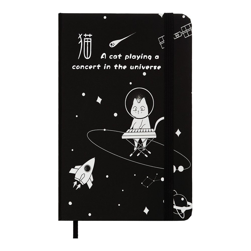 Книжка записна COSMO на гумці, А6, 80 арк., клітинка., офсет крем., тв.лам.обл., чорна, KIDS LINE