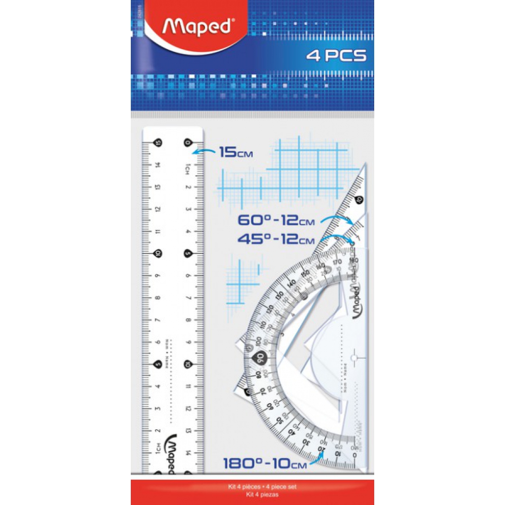 Набір лінійок ESSENTIALS Mini 15см. (4предмета), блістер
