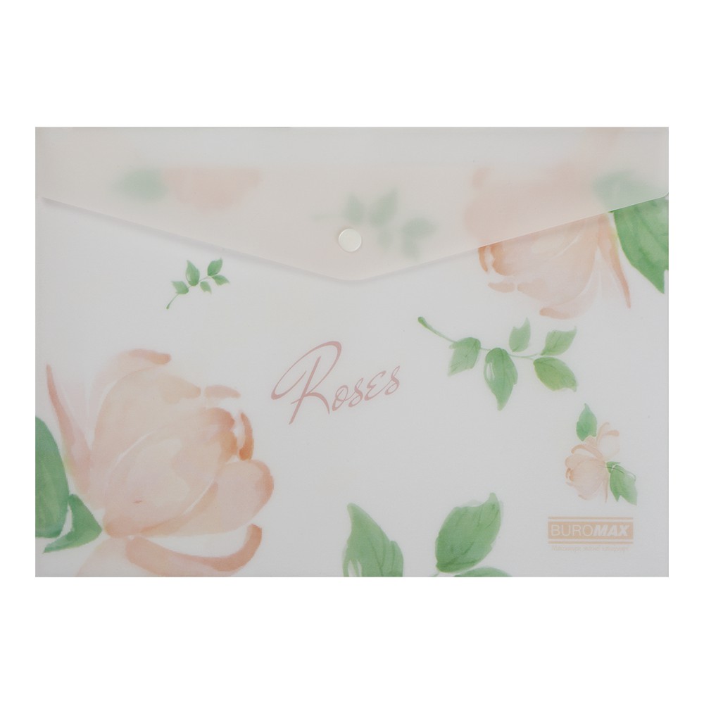 Папка-конверт А4 на кнопці, RAMIRA ARABESKI, напівпрозора, коралова