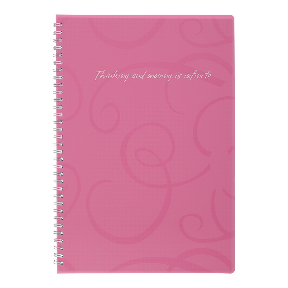 /Зошит на пруж. Barocco А4, 80 арк, кл., рожевий, пласт.обкл.