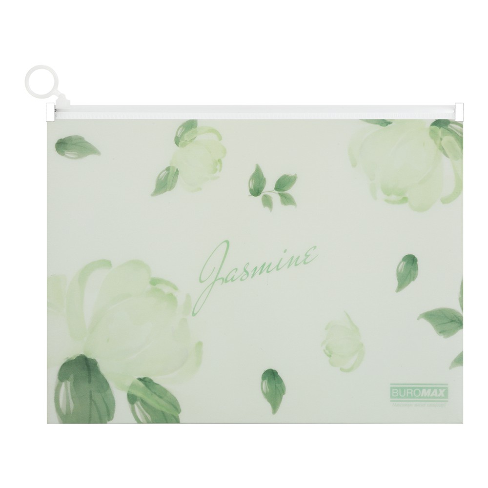 Папка-конверт А4 на zip-блискавці, JASMINE ARABESKI, напівпрозора, м'ятна