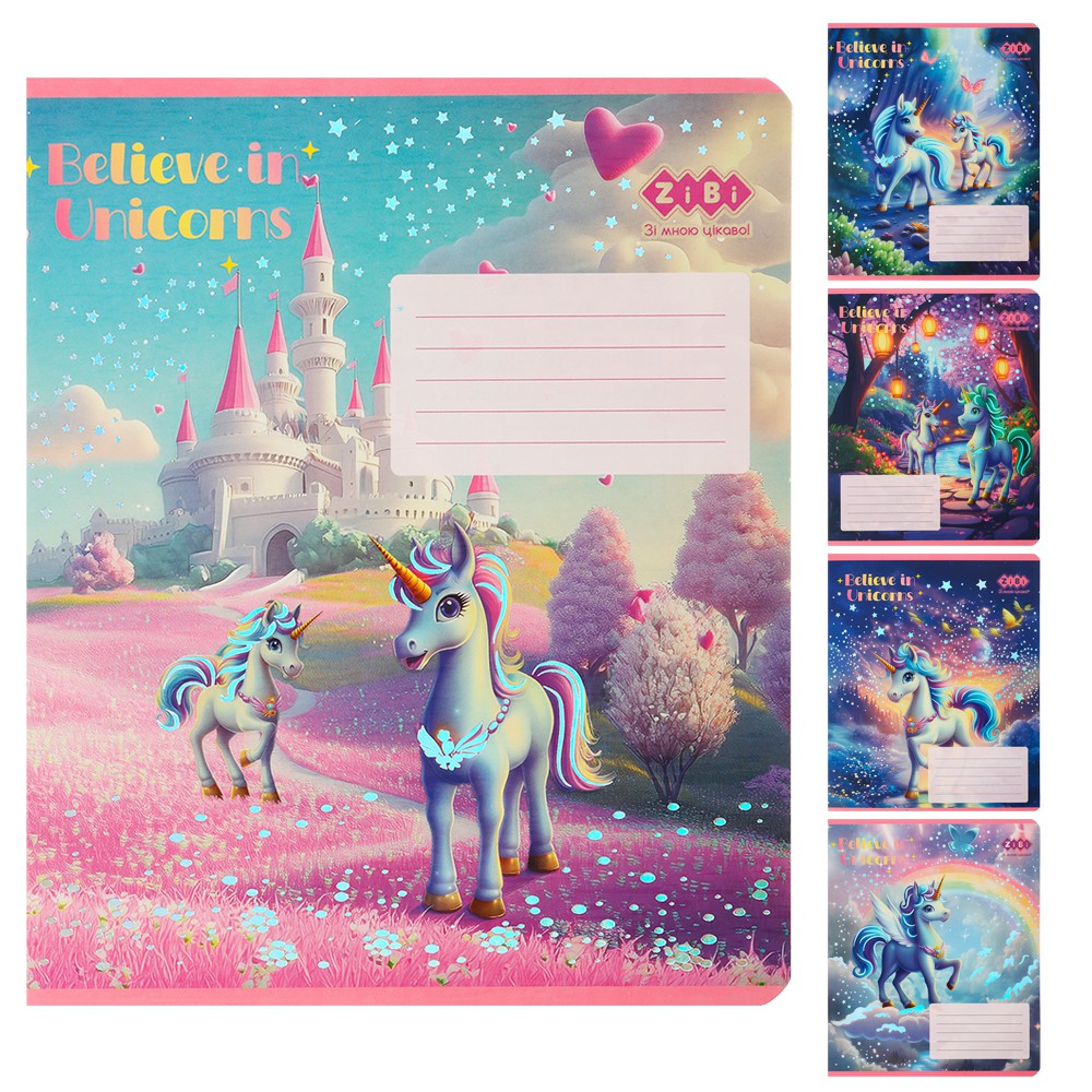 /Зошит учнівський шкільний UNICORN, 12 арк., клітинка, KIDS LINE
