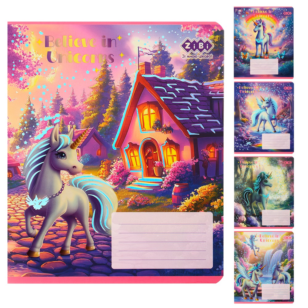 /Зошит учнівський шкільний UNICORN, 12 арк., лінія, KIDS LINE