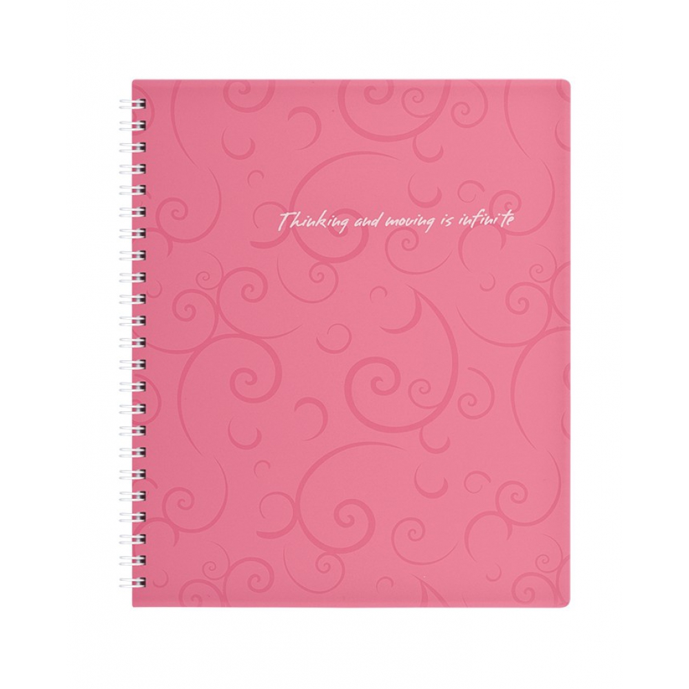 /Зошит на пруж. Barocco В5, 80 арк, кл., рожевий, пласт.обкл.