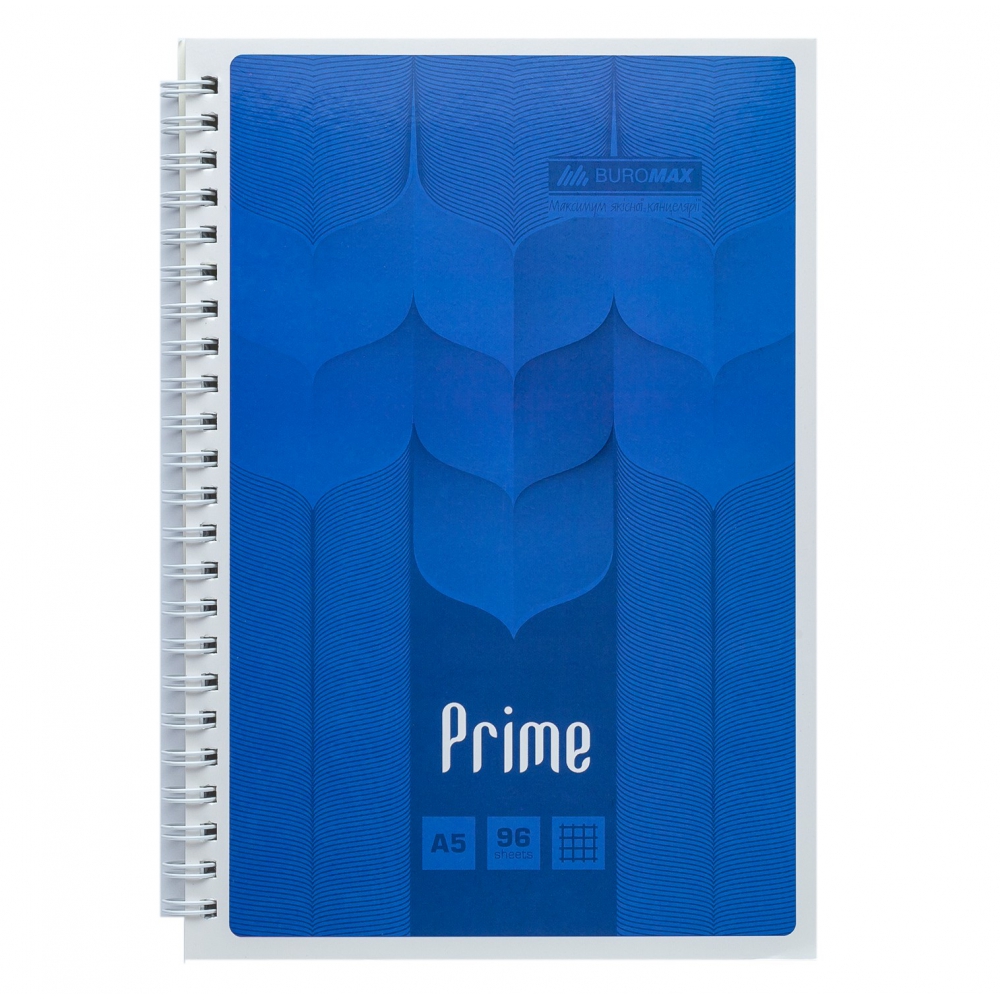 /Зошит на пружині PRIME А5, 96л., клітка, в картонній обкладинці, синій