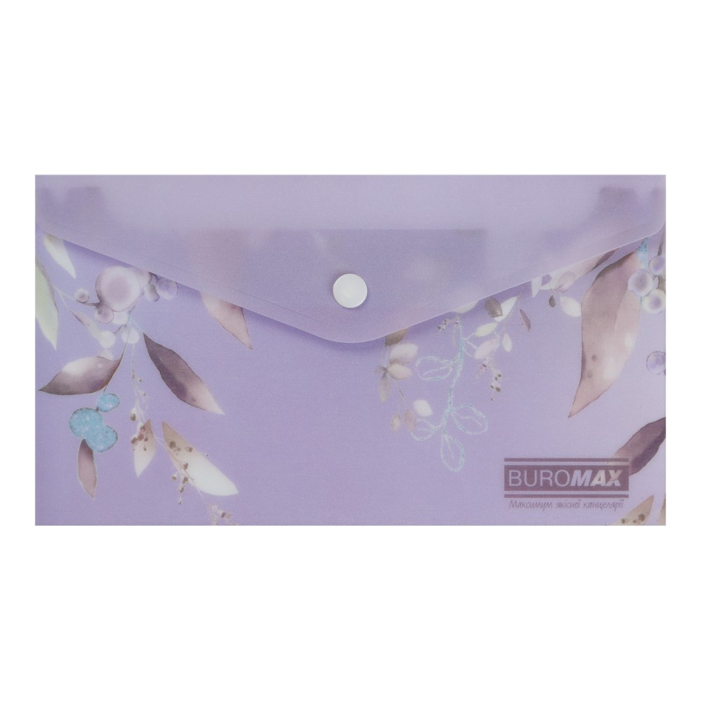 Папка-конверт DL на кнопці, LILAC ARABESKI, напівпрозора, сливова