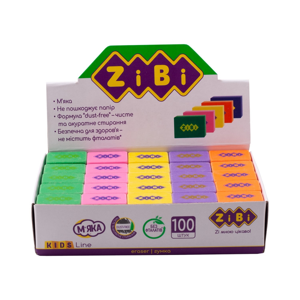 Гумка прямокутна COLOR 26х18х8мм