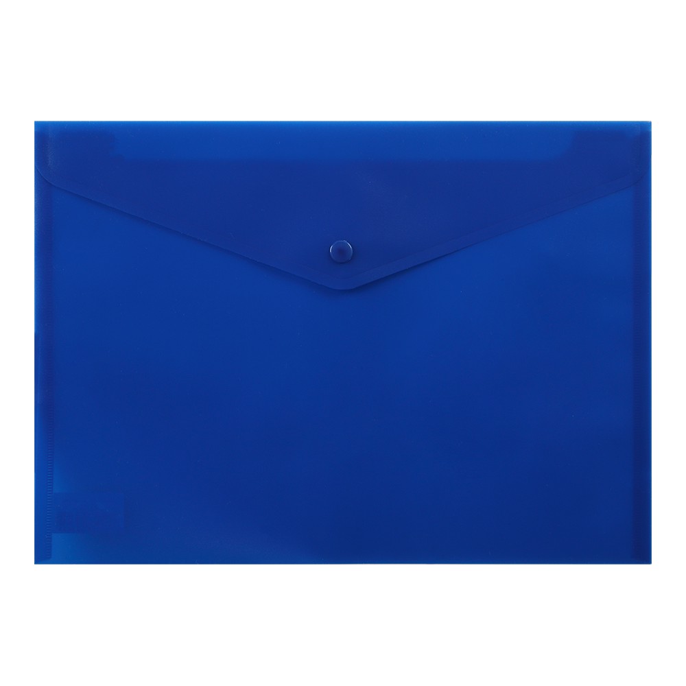 Папка-конверт А4 на кнопці, напівпрозора, синій