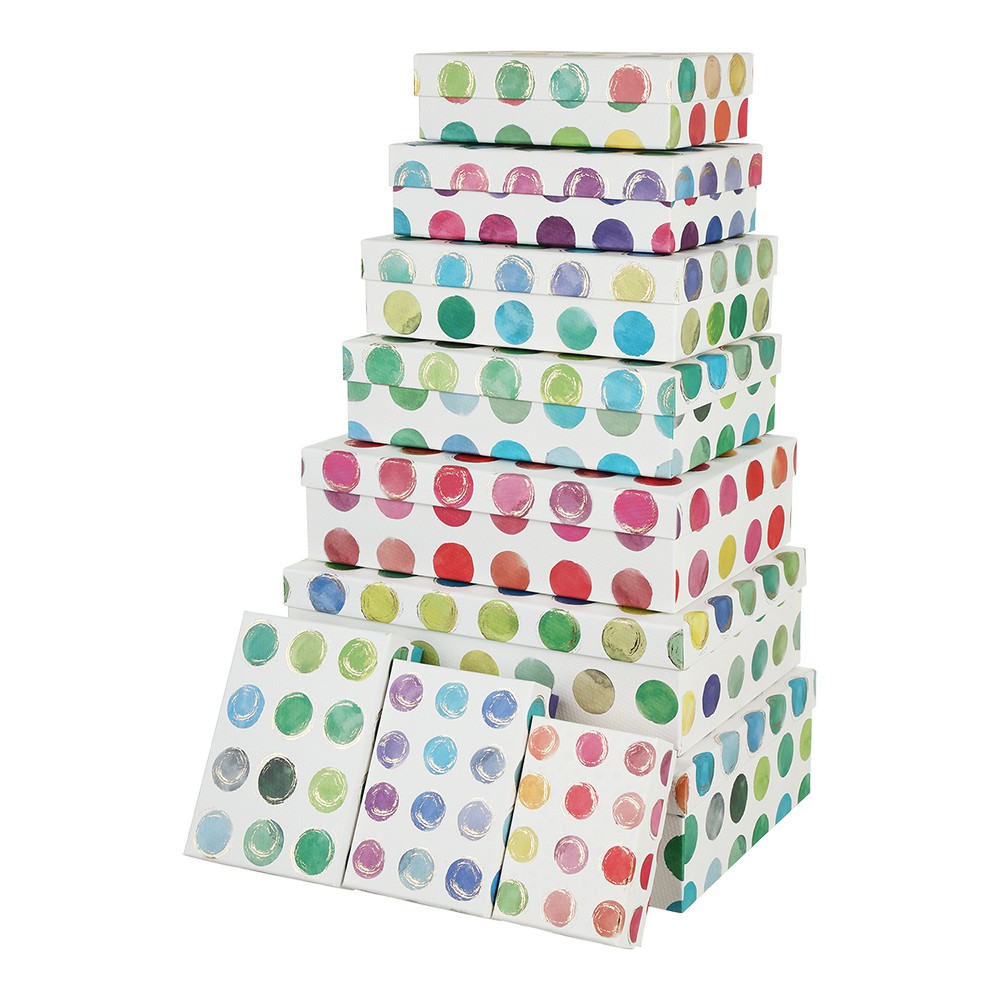 Коробки подарункові, набір 10шт, вкладені 1в1 - розмір найбільшої 37х27х11см, тиснення фольгою BM.23