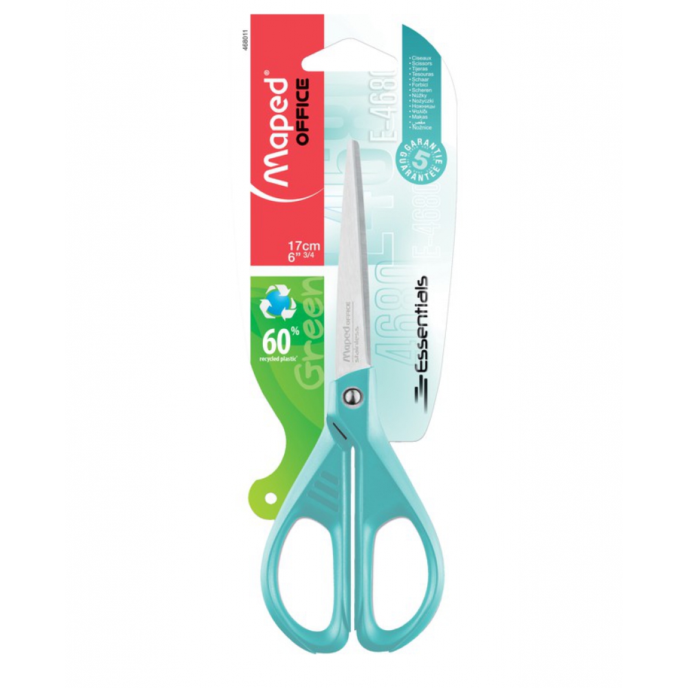 Ножиці офісні ESSENTIALS GREEN 170мм, блістер, блакитний