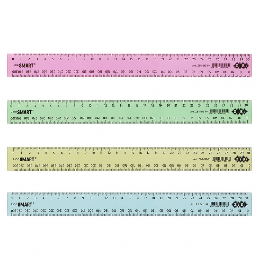 Лінійка пластикова 30см., тонована, асорті